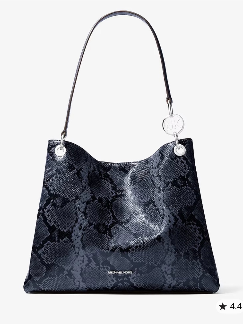 Michael Kors Navy Snake-Embossed Shoulder Tote
